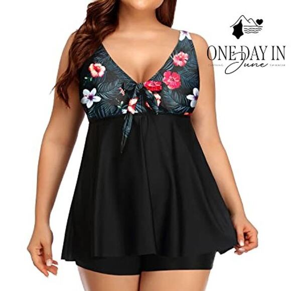 Yonique Plus Size Boyshort Tankini Swimsuit Size 26W - Picture 1 of 5